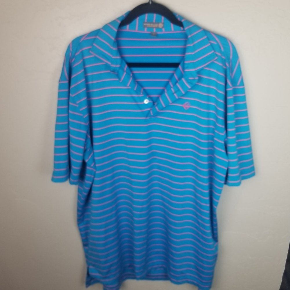 Peter Millar Men's L Blue Striped Summer Comfort G